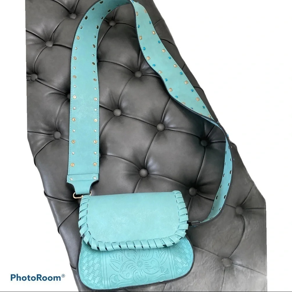Ardene studded vintage style turquoise cross body